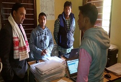 DC Sivasagar on inspection of field verification visits and office verification progress at NSKs- 26th Dec, 2015.