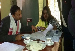 DC Sivasagar on inspection of field verification visits and office verification progress at NSKs- 26th Dec, 2015.