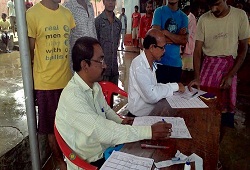 Jail inmates submitting their NRC Application Forms in Sivasagar.