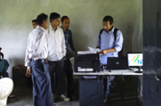 A NSK staff seen assisting the public at Gogamukh Circle in Dhemaji District