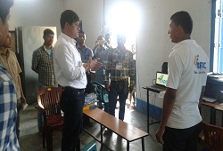 A government official seen addressing the NSK staff at Kushtoli Gaon Panchayat office in Laharighat, Morigaon