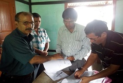 First Applicant of NRC Updation, Shri Arup Talukdar at 14 Pub Banbhag GP office, Ghograpar Circle in Nalbari on 15th June, 2015.