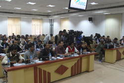 Journalists from electronic and print media during a press meet on NRC held at Office of the State Coordinator, NRC, Assam