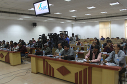 Journalists from electronic and print media during a press meet on NRC held at Office of the State Coordinator, NRC, Assam