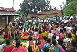 Villagers come out in strength to participate in an awareness meeting organised recently at Dudhnoi Circle of Goalpara district.