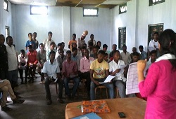 Community Awareness Meeting on Application Form Fill Up at Jorabari GP, Raha Circle in Nagaon on 8th June, 2015.